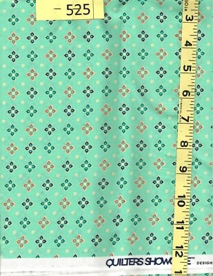 flowers on mint green  background  (#525) cotton quilt fabric 1 yard  - Image 1 of 4