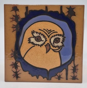 Vintage J Hearn Bisbee Art Trivet Owl Bird Italian Red Clay 6”x6” Signed - Picture 1 of 5