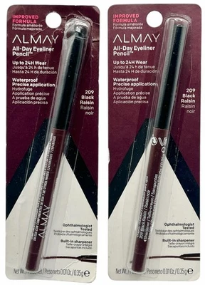2 Pack Almay All-Day Eyeliner Pencil 209 Black Raisin ***Damaged Package...read - Image 1 of 4