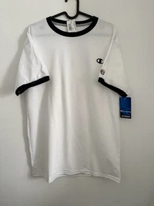 NWT Champion Authentic White Logo Short Sleeve 100% Cotton T-Shirt Men's Size M - Picture 1 of 6