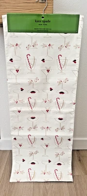 Kate Spade Table Runner Holiday Christmas Cocktails Candy Cane Lips NEW! - image 1 of 3
