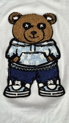 FRWD DENIM New York Boys' Bear T-Shirt 6 Cotton Streetwear Chenille Appliqué - Image 1 of 4