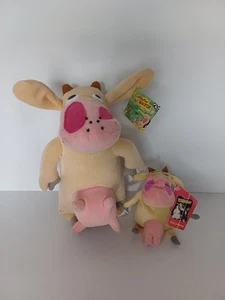Vintage 90s Cartoon Network Cow and Chicken Plush Small And Large with Tags Rare - Picture 1 of 19