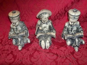 Chinese Monk Statues In Resin BOYS READING Set of 3 - Picture 1 of 5