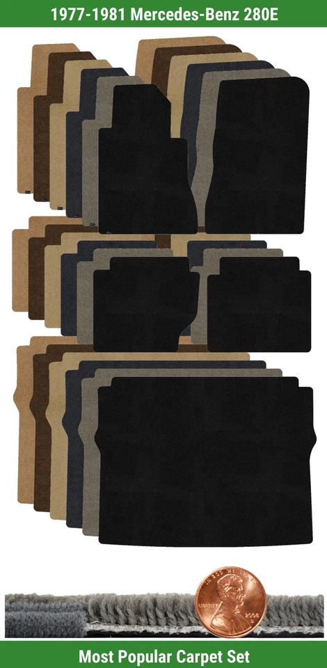 Juego de alfombrillas Ultimat personalizadas para Mercedes-Benz 280E 1977-1981 (5 piezas) #XJ9 Foto 1 de 4