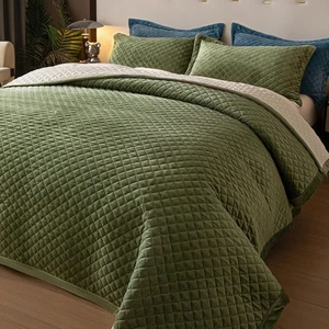 OPEN BOX King Size Samt 3-teiliges Quilt-Set - 2 Kissenbezüge - Bild 1 von 8