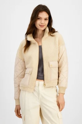 Chaqueta polar Hippie Rose Sherpa para mujer con mangas acolchadas y bolsillos a presión Foto 1 de 3