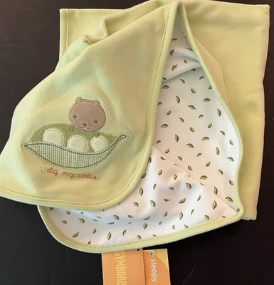 NWT UNISEX Gymboree HOW DOES YOUR GARDEN GROW? COTTON Reverse BLANKET Peas ‘2006 - Image 1 of 3