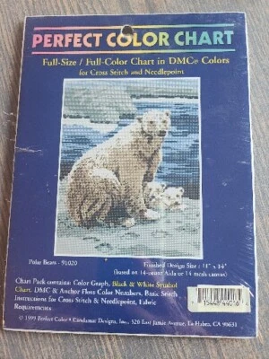 Polar Bears Cross stitch chart 1999 Perfect Color Chart Needlepoint DMC Color - Image 1 of 2