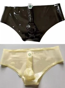 Herren Latex Gummi Sexy Slip mit Peniskondom Fetisch Unterwäsche BDSM 0,4mm UK - Bild 1 von 7