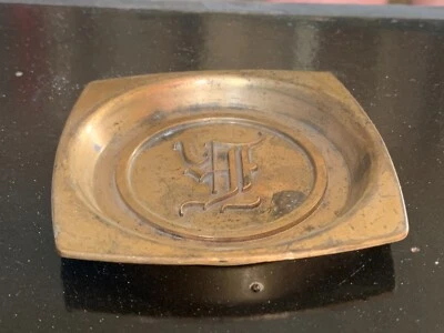 Bandeja de mesa decorativa de reno de latón artesanal rara de colección Foto 1 de 4