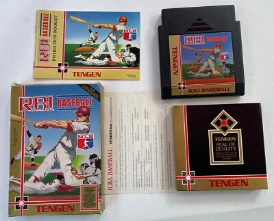 R.B.I. RBI Baseball tengen gold CIB Nintendo NES rare black cart - Image 1 of 4