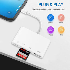 4 in 1 Camera Viewer SD Card Reader Micro SD TF for iPhone 14/13/12, iPad Type C