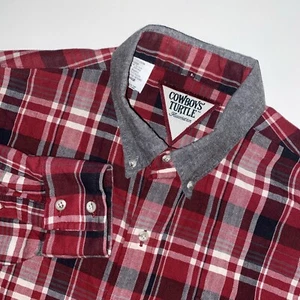 Camisa de franela Cowboys’ Turtle grande roja a cuadros manga larga con botones para hombre - Imagen 1 de 8