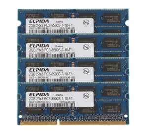 8GB Elpida Kit 4PCS 2GB 2Rx8 PC3-8500 DDR3 1066Mhz Laptop Memory RAM SODIMM CPU^ - Picture 1 of 6