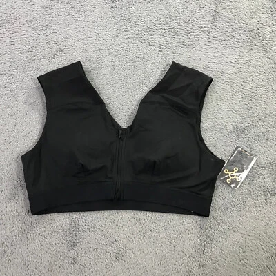 Tommie Copper Shoulder Support Bra With Zipper Womens 3XL XXXL Black Full Zip - Image 1 of 4