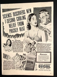 Anuncio impreso en polvo Mennen Quicool 1946 13 pulgadas x 10 pulgadas para calor espinoso - Imagen 1 de 1