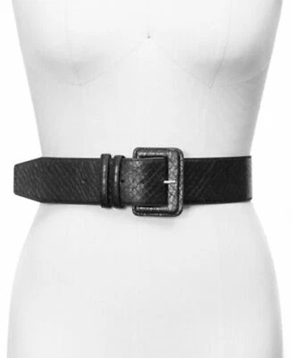 Cinto elástico Inc International Concepts pele de cobra em relevo - Preto - M/L - Imagem 1 de 3