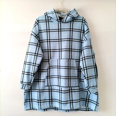 True By Rue21 Womens Blue & Black Long Sleeve Checked Pullover Hoodie One Size - Image 1 of 4