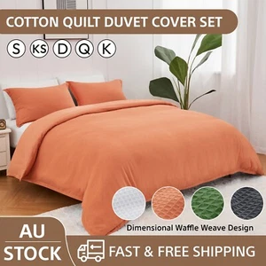 Soft Premium Waffle Doona Quilt Duvet Cover Set Single/D/Q/K/SK Size Bedding AUS - Picture 1 of 44