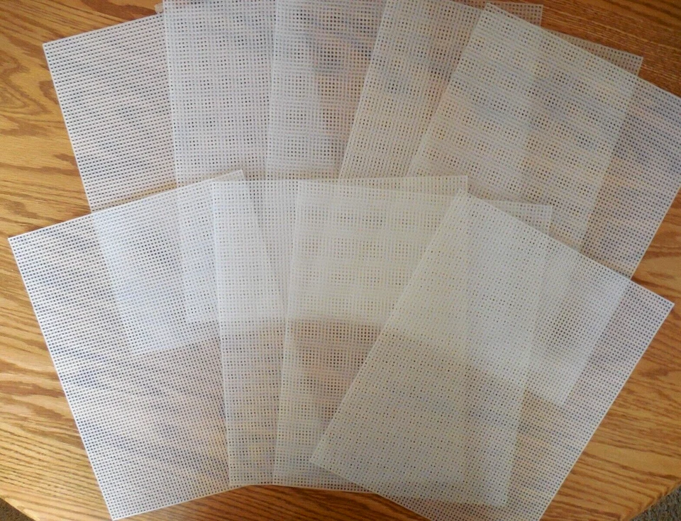 NEW  Lot of 9 WHITE Plastic Canvas 7ct Mesh Sheets  - Full sz  10 3/4" x 13 3/4" - Image 1 of 1