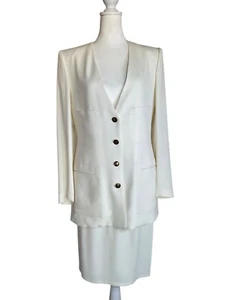 Sonia Rykiel France Suit Size 36 FR US Small Cream Crepe 2 Piece Blazer Skirt - Picture 1 of 14