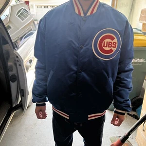 Vintage MLB Chicago Cubs Starter Satin Bomber Jacket - Medium - Picture 1 of 9