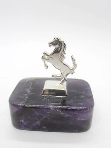 Cavallino Rampante in Argento 925 su Ametista -  fermacarte - soprammobile - - Picture 1 of 5