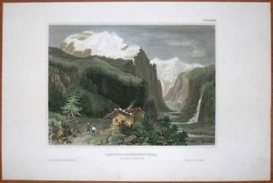 Impresión Meyer 1842 Valle de Lauterbrunnen, Suiza, #14 - Imagen 1 de 1
