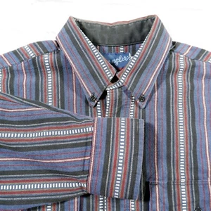 Vintage Wrangler X Long Tails Brushpopper gestreift USA Western Herren Hemd 16x35 - Bild 1 von 10