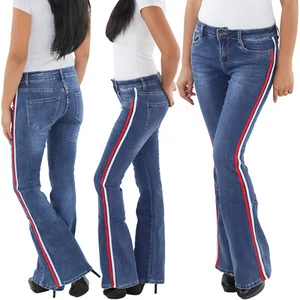 Damen Bootcut Schlaghose Jenas Hose Hüftjeans Stretchjeans Flared Weites Bein - Bild 1 von 4