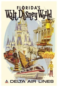 DISNEY WORLD DELTA AIRLINES - SAMMLERPOSTER - KAUFEN SIE 2 ERHALTEN SIE 1 GRATIS!! - Bild 1 von 3