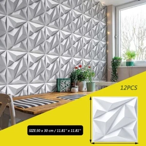 12pcs 30x30cm 3D Wall Stickers 3D Wall Panels Waterproof Decoration 3D Wallpaper - Picture 1 of 12