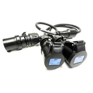 Cable divisor Y de 16 amperios. 1x Enchufe de 16 amperios a 2x enchufes de 16 amperios. Cable PCE + H07RN-F - Imagen 1 de 2