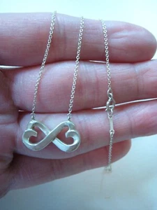 Tiffany & Co Sterling Silver Paloma Picasso Double Heart Eternity Necklace 16" - Picture 1 of 6