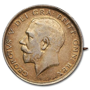 Royaume-Uni - 1/2 crown 1914 George V montée en broche - argent doré - KM.818.1  - Picture 1 of 2