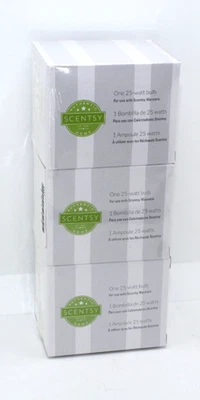 SCENTSY Bombillas 25 Vatios Lote de 3 Cajas Para Usar con Calentadores Scentsy NUEVO Foto 1 de 3