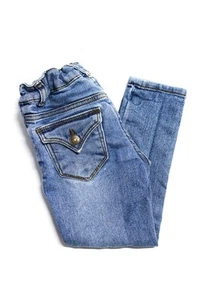 Hudson Girls Cotton Denim Distressed Knee Low Rise Skinny Leg Jeans Blue Size 4 - Picture 1 of 9