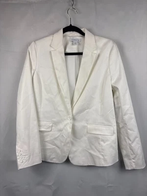 Liz Claiborne Womens White One Button Front Blazer Jacket Career Size 8 NWT - Image 1 of 4