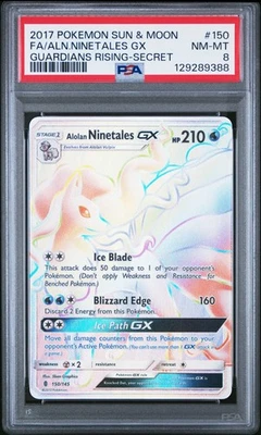 2017 POKEMON SUN & MOON GUARDIANS RISING #150 FULL ART/ALOLAN NINETALES GX PSA 8 - Image 1 of 2