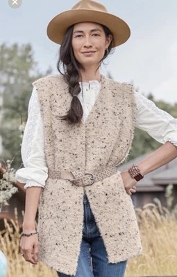 Sundance Alpaca Vest Womens L Cream Boho Earthy Rustic Neutral Simple Minimalist - Image 1 of 4