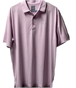 Callaway Golf Poloshirt Herren Large Opti Dry Feuchtigkeitsableitend Party Streifen Flieder - Bild 1 von 7