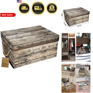 Decorative Storage Box with Handles Fabric Rack L15.7 W11.8 H7.9 Rustic - Picture 1 of 9