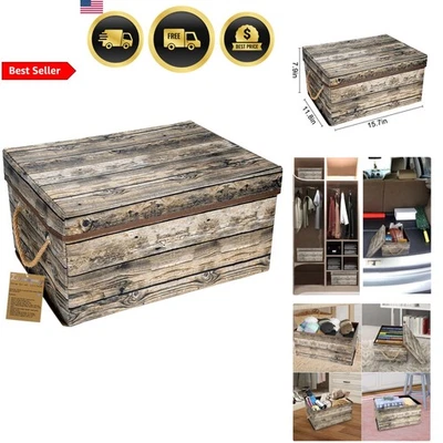 Decorative Storage Box with Handles Fabric Rack L15.7 W11.8 H7.9 Rustic - Image 1 of 4