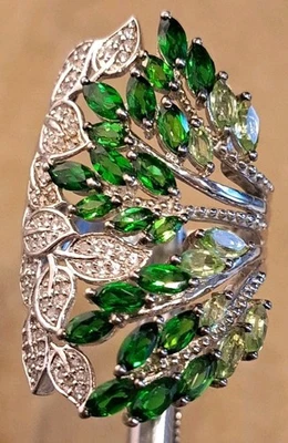 Коктейльное кольцо STS Chuck Clemency из чистого серебра с имитацией изумруда размер 10 ХОРОШЕЕ - Изображение 1 из 4