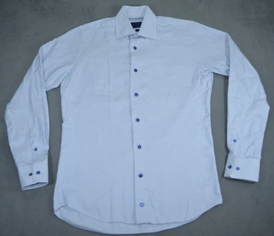 Camisa David Donahue Para Hombre 15 34/35 Azul Ajuste Geométrico Con Botones Foto 1 de 4