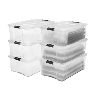 Iris Ohyama Scatole Portaoggetti in con Coperchio 30L Lotto di 6 Trasparente - Immagine 1 di 4