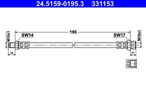 Rear ATE 24.5159-0195.3 Brake Hose for MITSUBISHI - Picture 1 of 2