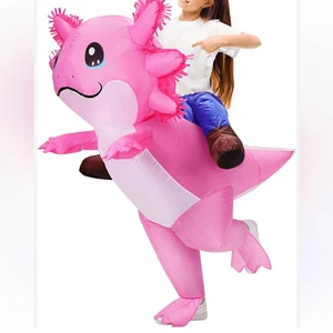 Inflatable Costume Ride Halloween Axolotl pink blowup kid child 10/12 - Picture 1 of 5