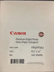 Canon 260 gsm Gloss Digital Inkjet Paper 8.5"x11" 100 Sheets 0846V951 - Picture 1 of 1